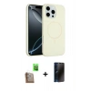 MARSİLYAN™- iPhone 16 Pro Max Kılıf Yankı Form Serisi - Siyah 3D Antistatik Hayalet Cam Ekran Koruyucu + Raze Metal Kamera Lens - CLTM