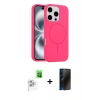 MARSİLYAN™- iPhone 16 Pro Max Kılıf Yankı Form Serisi - Siyah 3D Antistatik Hayalet Cam Ekran Koruyucu + Raze Metal Kamera Lens - BZ