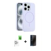 MARSİLYAN™- iPhone 16 Pro Max Kılıf Yankı Form Serisi - Siyah 3D Antistatik Hayalet Cam Ekran Koruyucu + Raze Metal Kamera Lens - BZ