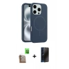 MARSİLYAN™- iPhone 16 Pro Max Kılıf Yankı Form Serisi - Siyah 3D Antistatik Hayalet Cam Ekran Koruyucu + Raze Metal Kamera Lens - CLTM