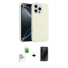 MARSİLYAN™- iPhone 16 Pro Max Kılıf Yankı Form Serisi - Siyah 3D Antistatik Hayalet Cam Ekran Koruyucu + Raze Metal Kamera Lens - BZ