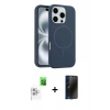 MARSİLYAN™- iPhone 16 Pro Max Kılıf Yankı Form Serisi - Siyah 3D Antistatik Hayalet Cam Ekran Koruyucu + Raze Metal Kamera Lens - BZ