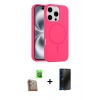 MARSİLYAN™- iPhone 16 Pro Max Kılıf Yankı Form Serisi - Siyah 3D Antistatik Hayalet Cam Ekran Koruyucu + Raze Metal Kamera Lens - CLTM