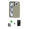 MARSİLYAN™- iPhone 16 Pro Max Kılıf Yankı Form Serisi - Siyah 3D Antistatik Hayalet Cam Ekran Koruyucu + Raze Metal Kamera Lens - SH