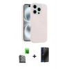 MARSİLYAN™- iPhone 16 Pro Max Kılıf Yankı Form Serisi - Siyah 3D Antistatik Hayalet Cam Ekran Koruyucu + Raze Metal Kamera Lens - SH