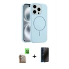 MARSİLYAN™- iPhone 16 Pro Max Kılıf Yankı Form Serisi - Siyah 3D Antistatik Hayalet Cam Ekran Koruyucu + Raze Metal Kamera Lens - CLTM
