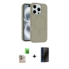 MARSİLYAN™- iPhone 16 Pro Max Kılıf Yankı Form Serisi - Siyah 3D Antistatik Hayalet Cam Ekran Koruyucu + Raze Metal Kamera Lens - NLGY