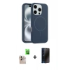 MARSİLYAN™- iPhone 16 Pro Max Kılıf Yankı Form Serisi - Siyah 3D Antistatik Hayalet Cam Ekran Koruyucu + Raze Metal Kamera Lens - NLGY