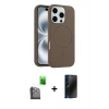MARSİLYAN™- iPhone 16 Pro Max Kılıf Yankı Form Serisi - Siyah 3D Antistatik Hayalet Cam Ekran Koruyucu + Raze Metal Kamera Lens - SH