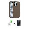 MARSİLYAN™- iPhone 16 Pro Max Kılıf Yankı Form Serisi - Siyah 3D Antistatik Hayalet Cam Ekran Koruyucu + Raze Metal Kamera Lens - BZ