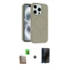 MARSİLYAN™- iPhone 16 Pro Max Kılıf Yankı Form Serisi - Siyah 3D Antistatik Hayalet Cam Ekran Koruyucu + Raze Metal Kamera Lens - CLTM