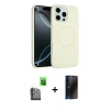 MARSİLYAN™- iPhone 16 Pro Max Kılıf Yankı Form Serisi - Siyah 3D Antistatik Hayalet Cam Ekran Koruyucu + Raze Metal Kamera Lens - SH