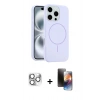 MARSİLYAN™- iPhone 16 Pro Max Kılıf Yankı Form Serisi - Siyah 3D Antistatik Mat Seramik Nano Ekran Koruyucu + Pers Alüminyum Kamera Lens - GS