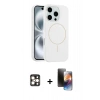 MARSİLYAN™- iPhone 16 Pro Max Kılıf Yankı Form Serisi - Siyah 3D Antistatik Mat Seramik Nano Ekran Koruyucu + PVD Metal Kamera Lens - GD