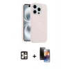 MARSİLYAN™- iPhone 16 Pro Max Kılıf Yankı Form Serisi - Siyah 3D Antistatik Mat Seramik Nano Ekran Koruyucu + PVD Metal Kamera Lens - GD