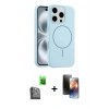 MARSİLYAN™- iPhone 16 Pro Max Kılıf Yankı Form Serisi - Siyah 3D Antistatik Mat Seramik Nano Ekran Koruyucu + Raze Metal Kamera Lens - SH
