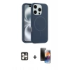 MARSİLYAN™- iPhone 16 Pro Max Kılıf Yankı Form Serisi - Siyah 3D Antistatik Mat Seramik Nano Ekran Koruyucu + PVD Metal Kamera Lens - GD