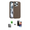MARSİLYAN™- iPhone 16 Pro Max Kılıf Yankı Form Serisi - Siyah 3D Antistatik Mat Seramik Nano Ekran Koruyucu + Raze Metal Kamera Lens - SH
