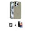 MARSİLYAN™- iPhone 16 Pro Max Kılıf Yankı Form Serisi - Siyah 3D Antistatik Mat Seramik Nano Ekran Koruyucu + PVD Metal Kamera Lens - GD