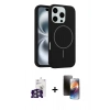 MARSİLYAN™- iPhone 16 Pro Max Kılıf Yankı Form Serisi - Siyah 3D Antistatik Mat Seramik Nano Ekran Koruyucu + Bilvis Titan Kamera Lens - GS