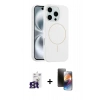 MARSİLYAN™- iPhone 16 Pro Max Kılıf Yankı Form Serisi - Siyah 3D Antistatik Mat Seramik Nano Ekran Koruyucu + Bilvis Titan Kamera Lens - TMGI