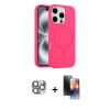 MARSİLYAN™- iPhone 16 Pro Max Kılıf Yankı Form Serisi - Siyah 3D Antistatik Mat Seramik Nano Ekran Koruyucu + Pers Alüminyum Kamera Lens - GI