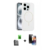 MARSİLYAN™- iPhone 16 Pro Max Kılıf Yankı Form Serisi - Siyah 3D Antistatik Mat Seramik Nano Ekran Koruyucu + Raze Metal Kamera Lens - SH