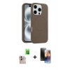 MARSİLYAN™- iPhone 16 Pro Max Kılıf Yankı Form Serisi - Siyah 3D Antistatik Mat Seramik Nano Ekran Koruyucu + Raze Metal Kamera Lens - NLGY