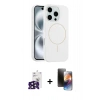 MARSİLYAN™- iPhone 16 Pro Max Kılıf Yankı Form Serisi - Siyah 3D Antistatik Mat Seramik Nano Ekran Koruyucu + Bilvis Titan Kamera Lens - SH