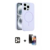 MARSİLYAN™- iPhone 16 Pro Max Kılıf Yankı Form Serisi - Siyah 3D Antistatik Mat Seramik Nano Ekran Koruyucu + PVD Metal Kamera Lens - GD