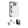 MARSİLYAN™- iPhone 16 Pro Max Kılıf Yankı Form Serisi - Siyah 3D Antistatik Mat Seramik Nano Ekran Koruyucu + Raze Metal Kamera Lens - NLGY