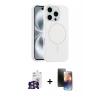 MARSİLYAN™- iPhone 16 Pro Max Kılıf Yankı Form Serisi - Siyah 3D Antistatik Mat Seramik Nano Ekran Koruyucu + Bilvis Titan Kamera Lens - GS