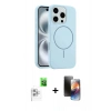 MARSİLYAN™- iPhone 16 Pro Max Kılıf Yankı Form Serisi - Siyah 3D Antistatik Mat Seramik Nano Ekran Koruyucu + Raze Metal Kamera Lens - BZ