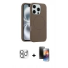 MARSİLYAN™- iPhone 16 Pro Max Kılıf Yankı Form Serisi - Siyah 3D Antistatik Mat Seramik Nano Ekran Koruyucu + Pers Alüminyum Kamera Lens - GS