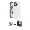 MARSİLYAN™- iPhone 16 Pro Max Kılıf Yankı Form Serisi - Siyah 3D Antistatik Mat Seramik Nano Ekran Koruyucu + Pers Alüminyum Kamera Lens - GI