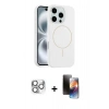 MARSİLYAN™- iPhone 16 Pro Max Kılıf Yankı Form Serisi - Siyah 3D Antistatik Mat Seramik Nano Ekran Koruyucu + Pers Alüminyum Kamera Lens - GS