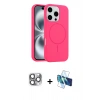 MARSİLYAN™- iPhone 16 Pro Max Kılıf Yankı Form Serisi - Siyah 3D Antistatik Seramik Nano Ekran Koruyucu + Gri Pers Alüminyum Kamera Lens