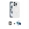 MARSİLYAN™- iPhone 16 Pro Max Kılıf Yankı Form Serisi - Siyah 3D Antistatik Seramik Nano Ekran Koruyucu + PVD Metal Kamera Lens - GD