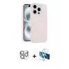 MARSİLYAN™- iPhone 16 Pro Max Kılıf Yankı Form Serisi - Siyah 3D Antistatik Seramik Nano Ekran Koruyucu + Pers Alüminyum Kamera Lens - GS