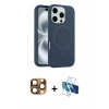 MARSİLYAN™- iPhone 16 Pro Max Kılıf Yankı Form Serisi - Siyah 3D Antistatik Seramik Nano Ekran Koruyucu + Pers Alüminyum Kamera Lens - CLTM
