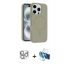 MARSİLYAN™- iPhone 16 Pro Max Kılıf Yankı Form Serisi - Siyah 3D Antistatik Seramik Nano Ekran Koruyucu + Pers Alüminyum Kamera Lens - GS