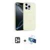 MARSİLYAN™- iPhone 16 Pro Max Kılıf Yankı Form Serisi - Siyah 3D Antistatik Seramik Nano Ekran Koruyucu + PVD Metal Kamera Lens - GD