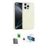 MARSİLYAN™- iPhone 16 Pro Max Kılıf Yankı Form Serisi - Siyah 3D Antistatik Seramik Nano Ekran Koruyucu + Raze Metal Kamera Lens - SH
