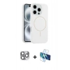 MARSİLYAN™- iPhone 16 Pro Max Kılıf Yankı Form Serisi - Siyah 3D Antistatik Seramik Nano Ekran Koruyucu + Gri Pers Alüminyum Kamera Lens