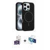 MARSİLYAN™- iPhone 16 Pro Max Kılıf Yankı Form Serisi - Siyah 3D Antistatik Seramik Nano Ekran Koruyucu + Bilvis Titan Kamera Lens - GS