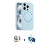 MARSİLYAN™- iPhone 16 Pro Max Kılıf Yankı Form Serisi - Siyah 3D Antistatik Seramik Nano Ekran Koruyucu + Pers Alüminyum Kamera Lens - GS