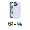 MARSİLYAN™- iPhone 16 Pro Max Kılıf Yankı Form Serisi - Siyah 3D Antistatik Seramik Nano Ekran Koruyucu + Pers Alüminyum Kamera Lens - CLTM