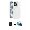 MARSİLYAN™- iPhone 16 Pro Max Kılıf Yankı Form Serisi - Siyah 3D Antistatik Seramik Nano Ekran Koruyucu + Siyah PVD Metal Kamera Lens