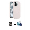 MARSİLYAN™- iPhone 16 Pro Max Kılıf Yankı Form Serisi - Siyah 3D Antistatik Seramik Nano Ekran Koruyucu + PVD Metal Kamera Lens - GD