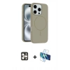 MARSİLYAN™- iPhone 16 Pro Max Kılıf Yankı Form Serisi - Siyah 3D Antistatik Seramik Nano Ekran Koruyucu + PVD Metal Kamera Lens - GD